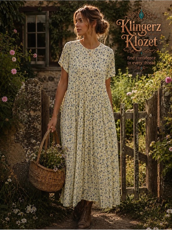 K Petite Dresses & Skirts - Vintage  feminine Butter Yellow Floral Maxi Dress -